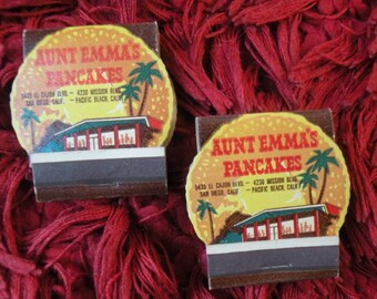 Vintage Aunt Emma's Pancakes Matchbooks, San Diego Souvenir, Set of 2