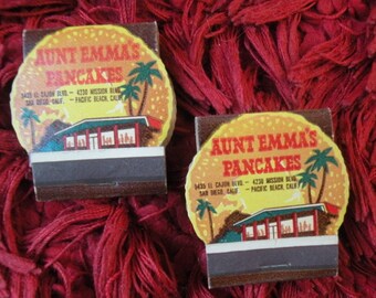 Vintage Advertising Two Matchbooks from Aunt Emma's Pancakes San Diego California, Tobacciana, Phillumenist