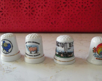 State Souvenir Porcelain Thimbles, Decorative Sewing Notion Gift, Collectible Bone China Thimble for Sewing Room Décor