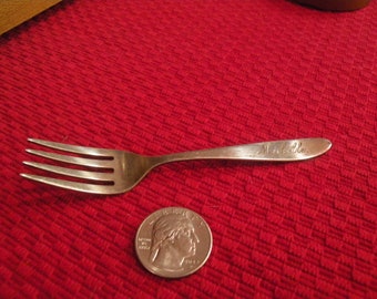 Baby’s Sterling Silver Fork Monogrammed Michelle, June 24 '69, Childs Small Fork 925