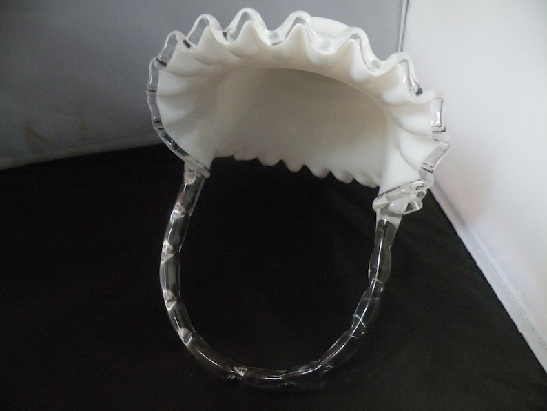 Fenton Silver Crest Vintage Art Glass Basket, aka Crystal Crest Milk Glass image 6