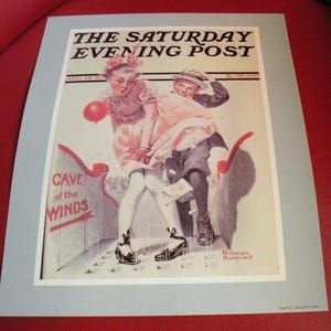 1983 The Saturday Evening Post Norman Rockwell Vintage Print “The Caves of Wind” Collectible Frameable Lithograph, Wall Decor
