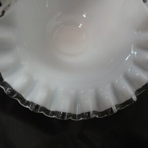 Fenton Silver Crest Vintage Art Glass Basket, aka Crystal Crest Milk Glass image 3
