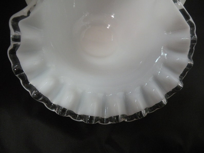 Fenton Silver Crest Vintage Art Glass Basket, aka Crystal Crest Milk Glass image 3