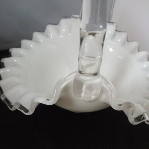 Fenton Silver Crest Vintage Art Glass Basket, aka Crystal Crest Milk Glass image 7