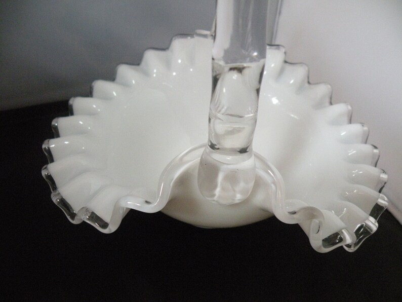 Fenton Silver Crest Vintage Art Glass Basket, aka Crystal Crest Milk Glass image 7