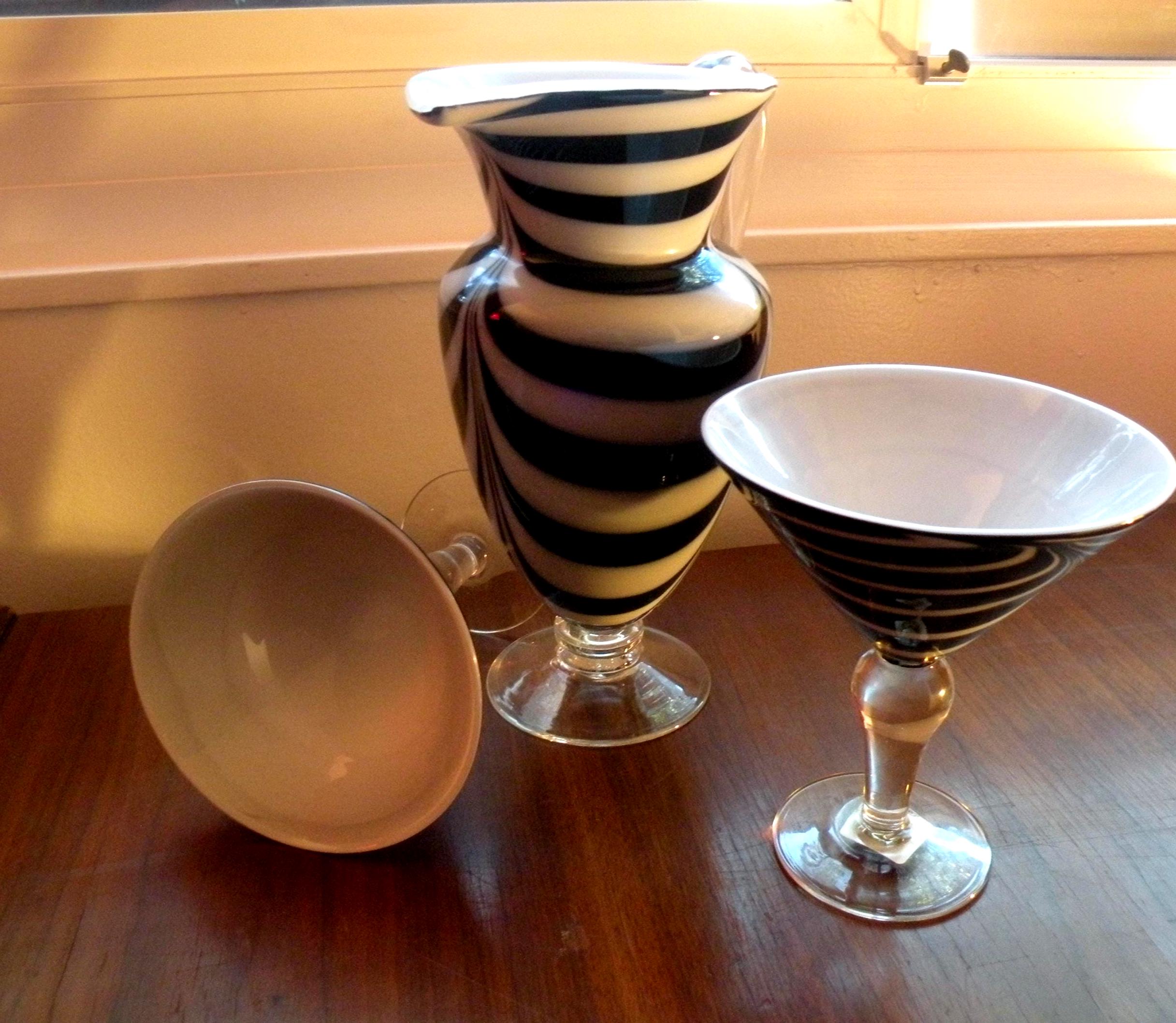 Pitcher Zebra Vintage Hand-blown Amici Zebra Print Pitcher, Y2K Aka Year 2000 Retro ...