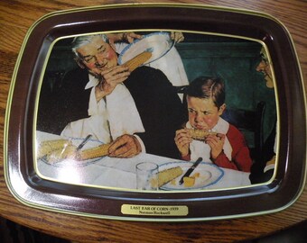 Norman Rockwell Last Ear of Corn -1939 Vintage Metal Serving Tray 11 x 15