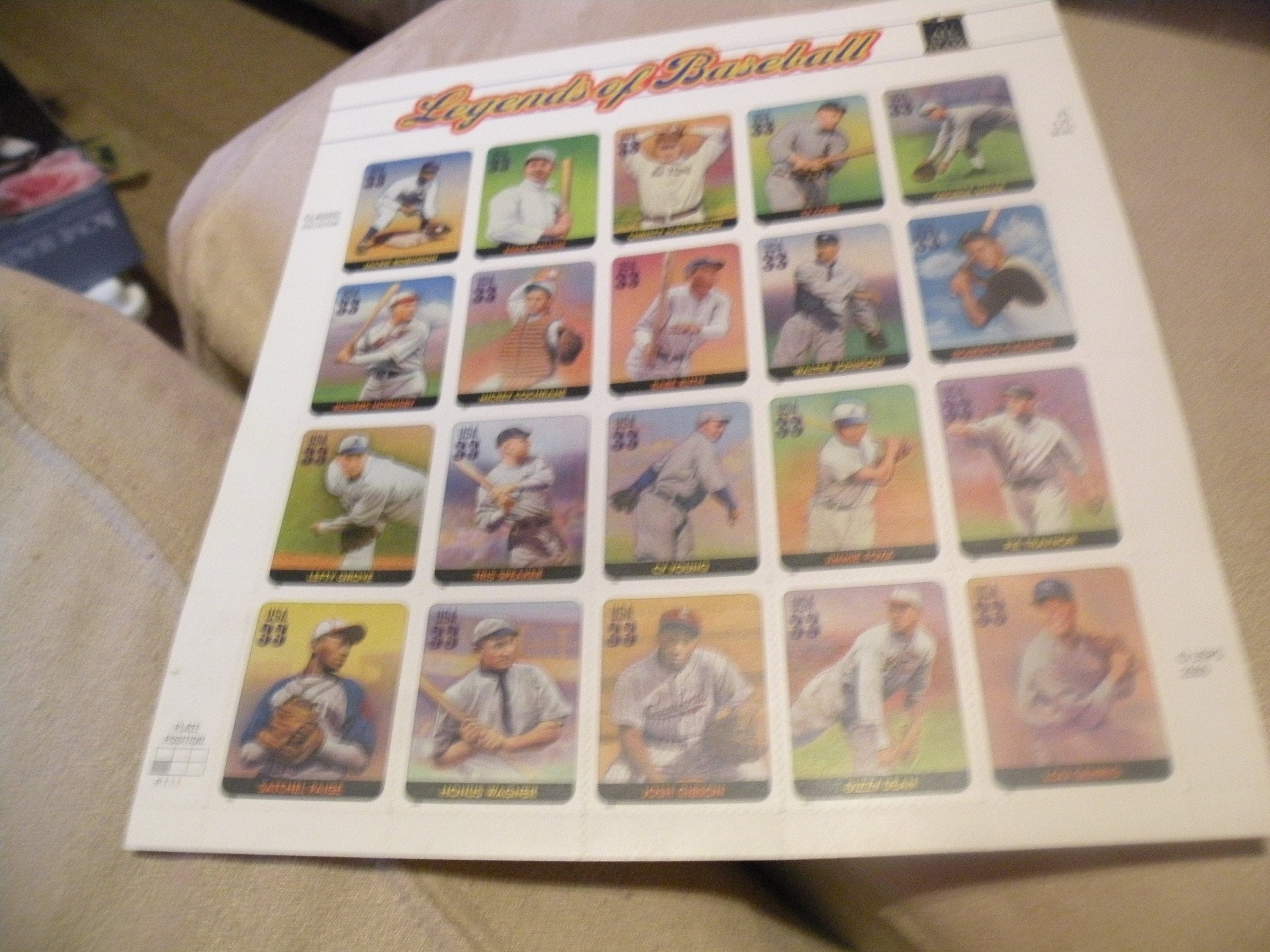 Legends of Baseball USPS Collectors Stamps, Vintage Gift for Stamp