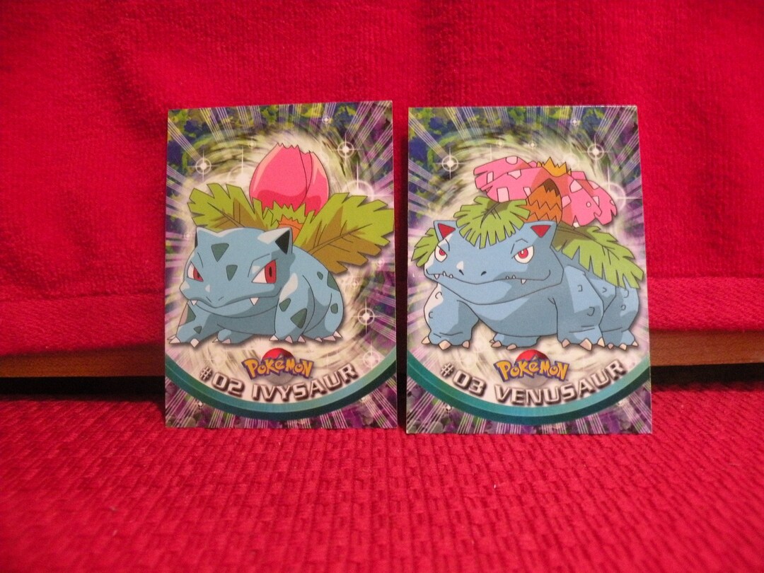 Pokémon IVYSAUR 02 and VENUSAUR 03 Topps Nonholo Topps Blue Etsy