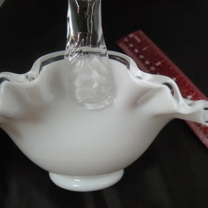 Fenton Silver Crest Vintage Art Glass Basket, aka Crystal Crest Milk Glass image 10