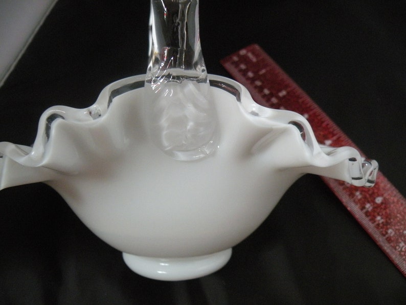 Fenton Silver Crest Vintage Art Glass Basket, aka Crystal Crest Milk Glass image 10