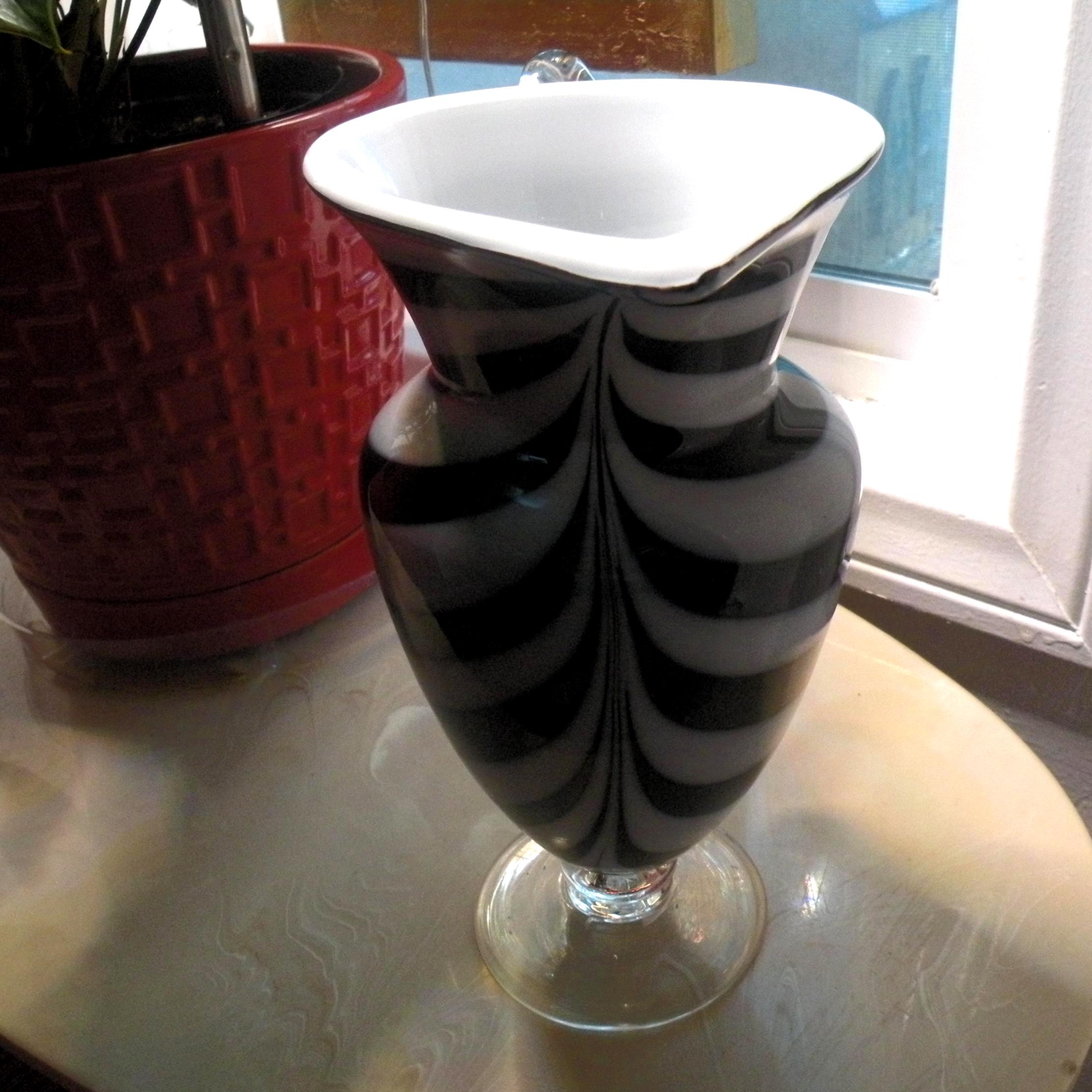 Pitcher Zebra Vintage Hand-blown Amici Zebra Print Pitcher, Y2K Aka Year 2000 Retro ...