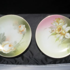Antique RS Germany Pastel Floral and Gold Hand-Painted  Porcelain Plate Set, Vintage Wall Décor, Collectors Gift