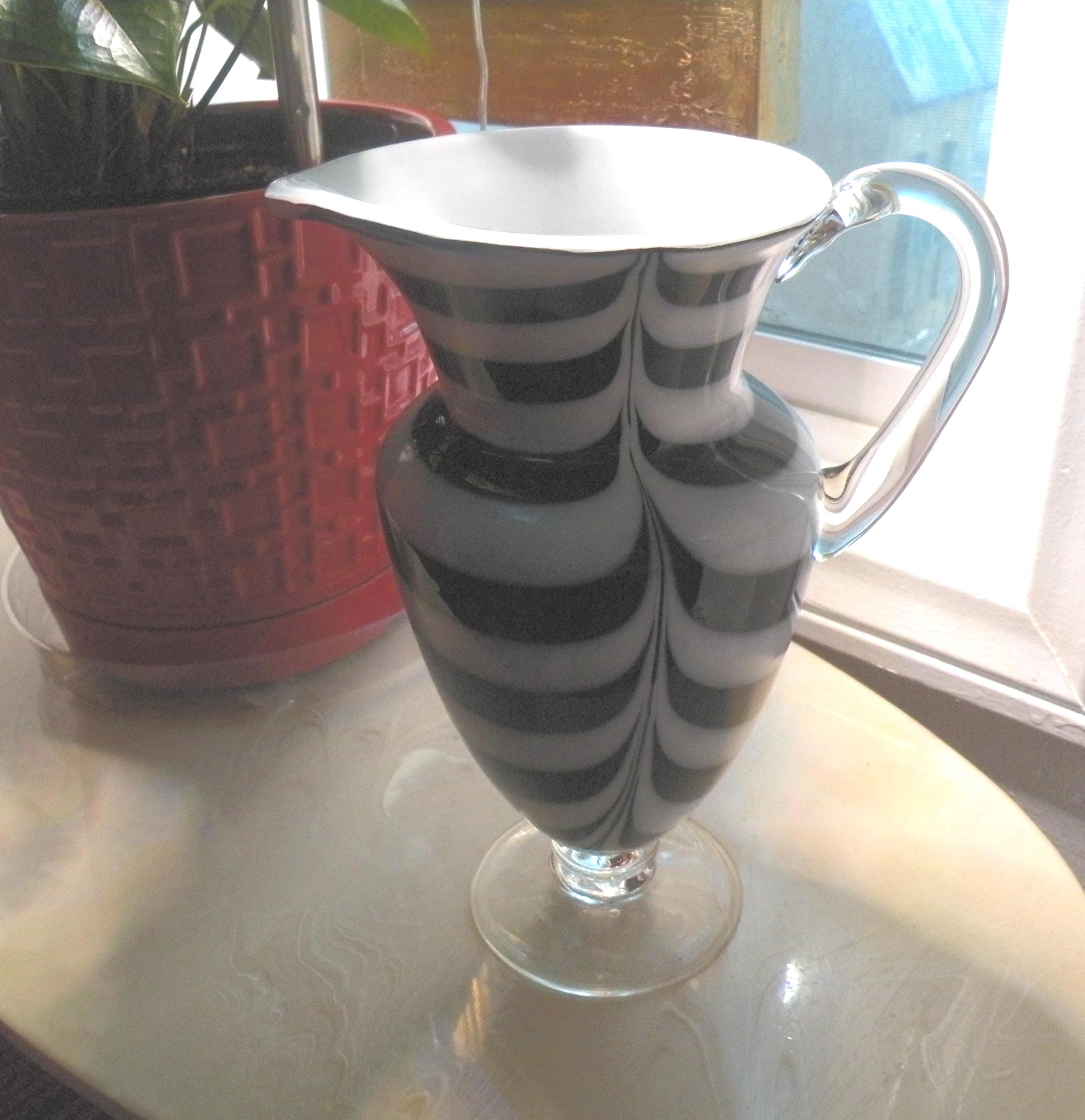 Pitcher Zebra Vintage Hand-blown Amici Zebra Print Pitcher, Y2K Aka Year 2000 Retro ...