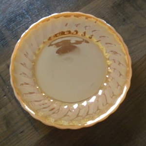 Fire King Vintage Gold Lusterware Swirl Plate, Anchor Hocking 7&quot; Collectible Plate, Retro Kitchen Home Decor