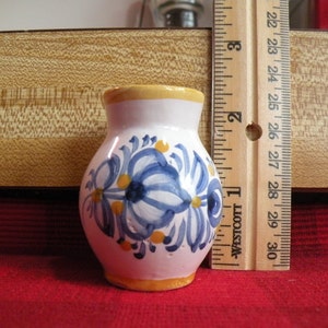 Majolica Miniature Vase or Toothpick Holder, Signed Ceramic Art, Hand Painted Made in Modra Slovakia, Bohemian Pottery Kitchen Decor
