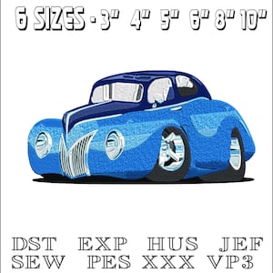 Bubble Hot Rod Car - Machine Embroidery Design - DST, PES, VP3 & More - Instant Download