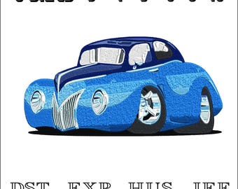 Bubble Hot Rod Car - Machine Embroidery Design - DST, PES, VP3 & More - Instant Download