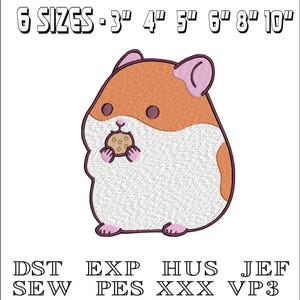 Guinea Pig eating  - Machine Embroidery Design - DST, PES, VP3 & More - Instant Download