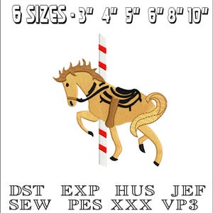 Merry Go round Horse - Machine Embroidery Design - DST, PES, VP3 & More - Instant Download