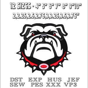 Applique Bulldog Mascot Embroidery Design: Machine Embroidery File (Instant Download