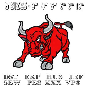 Charging Bull - Machine Embroidery Design - DST, PES, VP3 & More - Instant Download