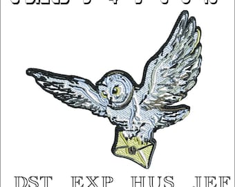 Wizard Owl with letter - Machine Embroidery Design - DST, PES, VP3 & More - Instant Download