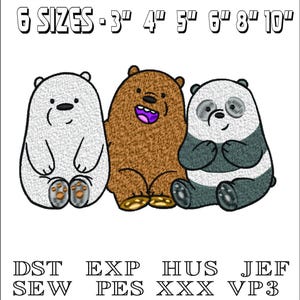 Three Bears Polar Brown Panda - Machine Embroidery Design - DST, PES, VP3 & More - Instant Download