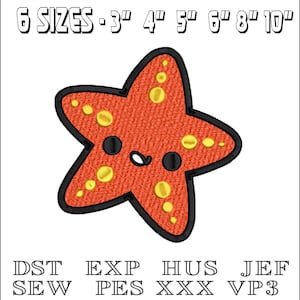 Baby Orange Starfish - Machine Embroidery Design - DST, PES, VP3 & More - Instant Download