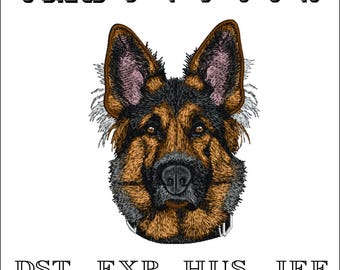Alsatian German Shepherd Dog - Machine Embroidery Design - DST, PES, VP3 & More - Instant Download