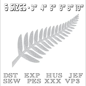 Nya Zeeländsk ormbunkebroderifil - Maskinbroderidesign - DST, PES, VP3 och mer - Direkt nedladdning