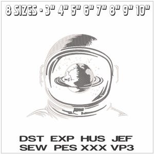 Astronaut Helmet Embroidery Design for Machines | Instant Download PES DST VP3