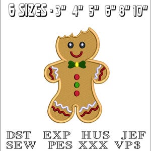 Gingerbread Man Eaten Embroidery File - Machine Embroidery Design - DST, PES, VP3 & More - Instant Download
