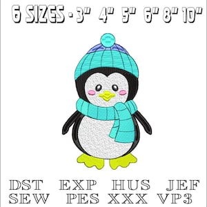 Chilly penguin  - Machine Embroidery Design - DST, PES, VP3 & More - Instant Download