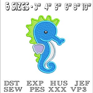Children's Seahorse  - Machine Embroidery Design - DST, PES, VP3 & More - Instant Download