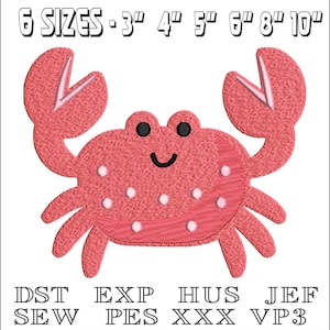 Pink Crab - Machine Embroidery Design - DST, PES, VP3 & More - Instant Download