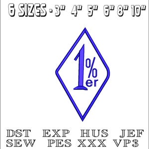 One Percenter - Machine Embroidery Design - DST, PES, VP3 & More - Instant Download