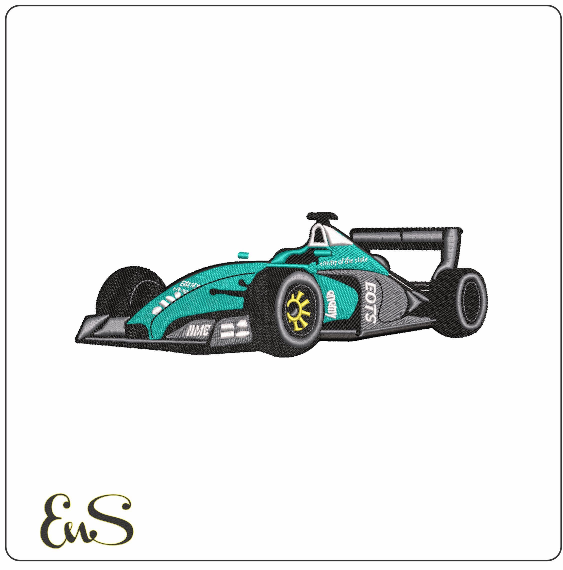Racing Car Embroidery Design for Machines | Instant Download PES DST ...