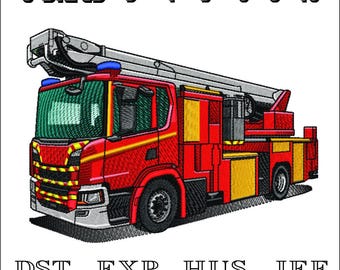 Fire Engine Truck - Machine Embroidery Design - DST, PES, VP3 & More - Instant Download