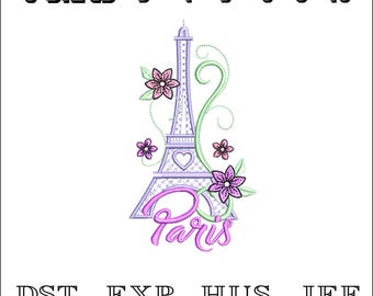 Eiffelturm Paris Stickdatei - Maschinenstickerei - DST, PES, VP3 & mehr - Instant Download