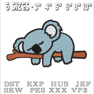 Sleeping koala - Machine Embroidery Design - DST, PES, VP3 & More - Instant Download