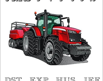 Red Farming Machine  - Machine Embroidery Design - DST, PES, VP3 & More - Instant Download