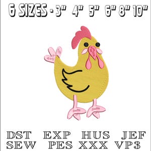 Yellow chicken - Machine Embroidery Design - DST, PES, VP3 & More - Instant Download