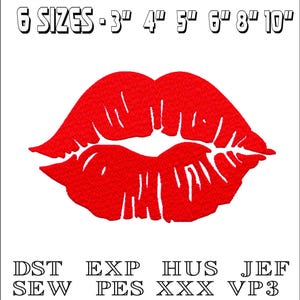 Kiss Red Lips - machineborduurontwerp - zomertijd, PES, VP3 en meer - direct downloaden