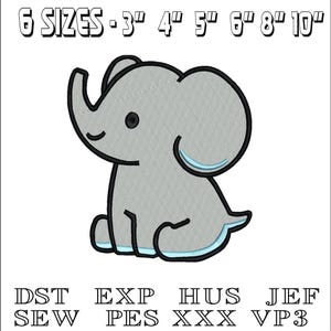 Baby Elephant - Machine Embroidery Design - DST, PES, VP3 & More - Instant Download