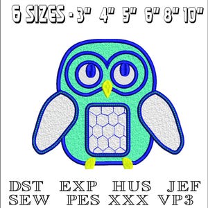 Blue Owl - Machine Embroidery Design - DST, PES, VP3 & More - Instant Download