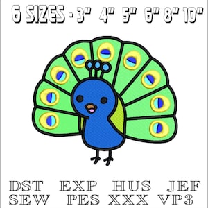 Peacock - Machine Embroidery Design - DST, PES, VP3 & More - Instant Download