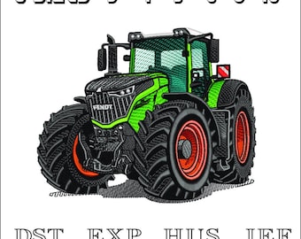 Green Tractor Farm Car  - Machine Embroidery Design - DST, PES, VP3 & More - Instant Download