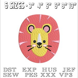 Lion face Children - Machine Embroidery Design - DST, PES, VP3 & More - Instant Download